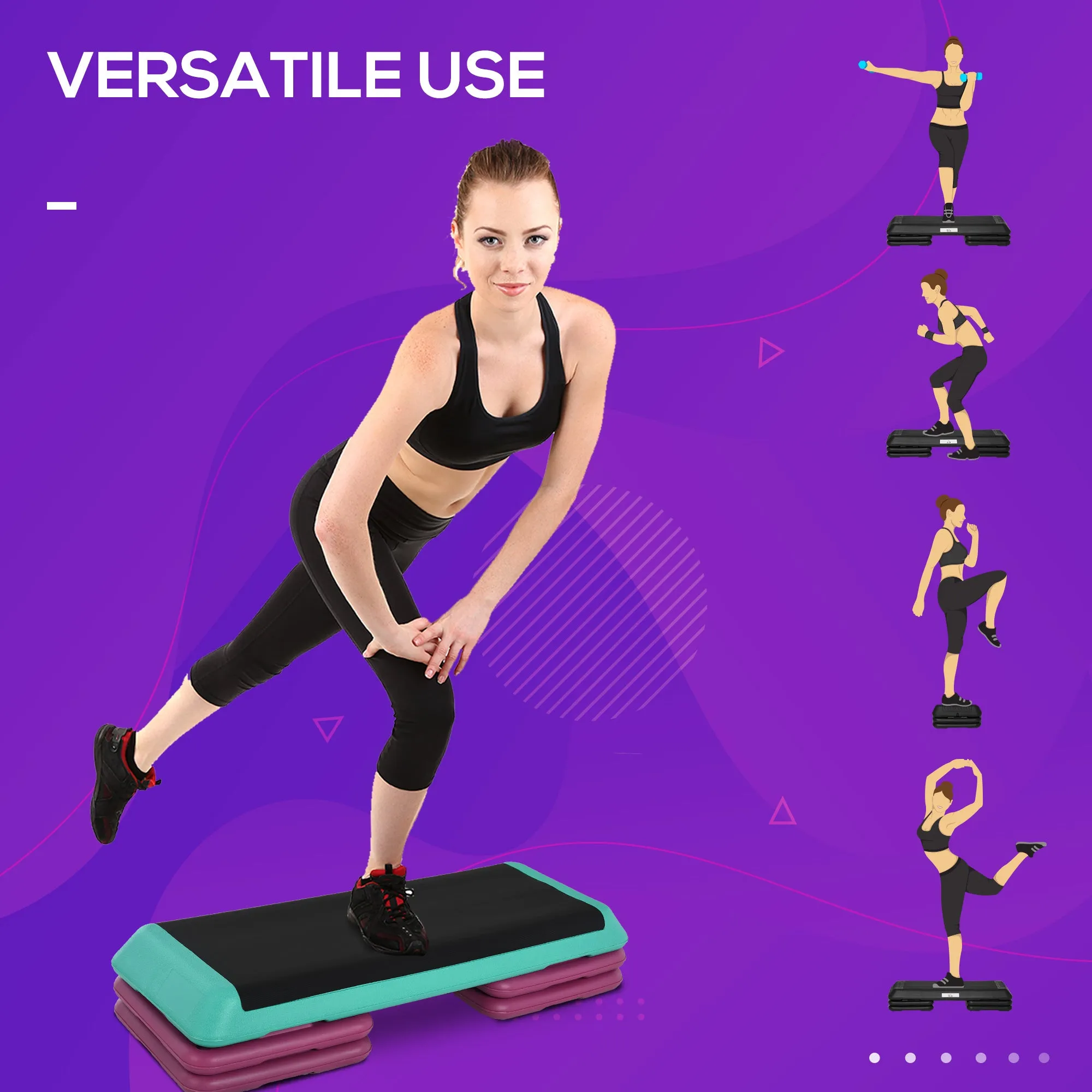 3-Level Aerobic Step 10/15/20cm Steppers for Exercise Workout w/ Non-Slip Top Compact Stepper Home Office Indoor Outdoor Fitness Equipment