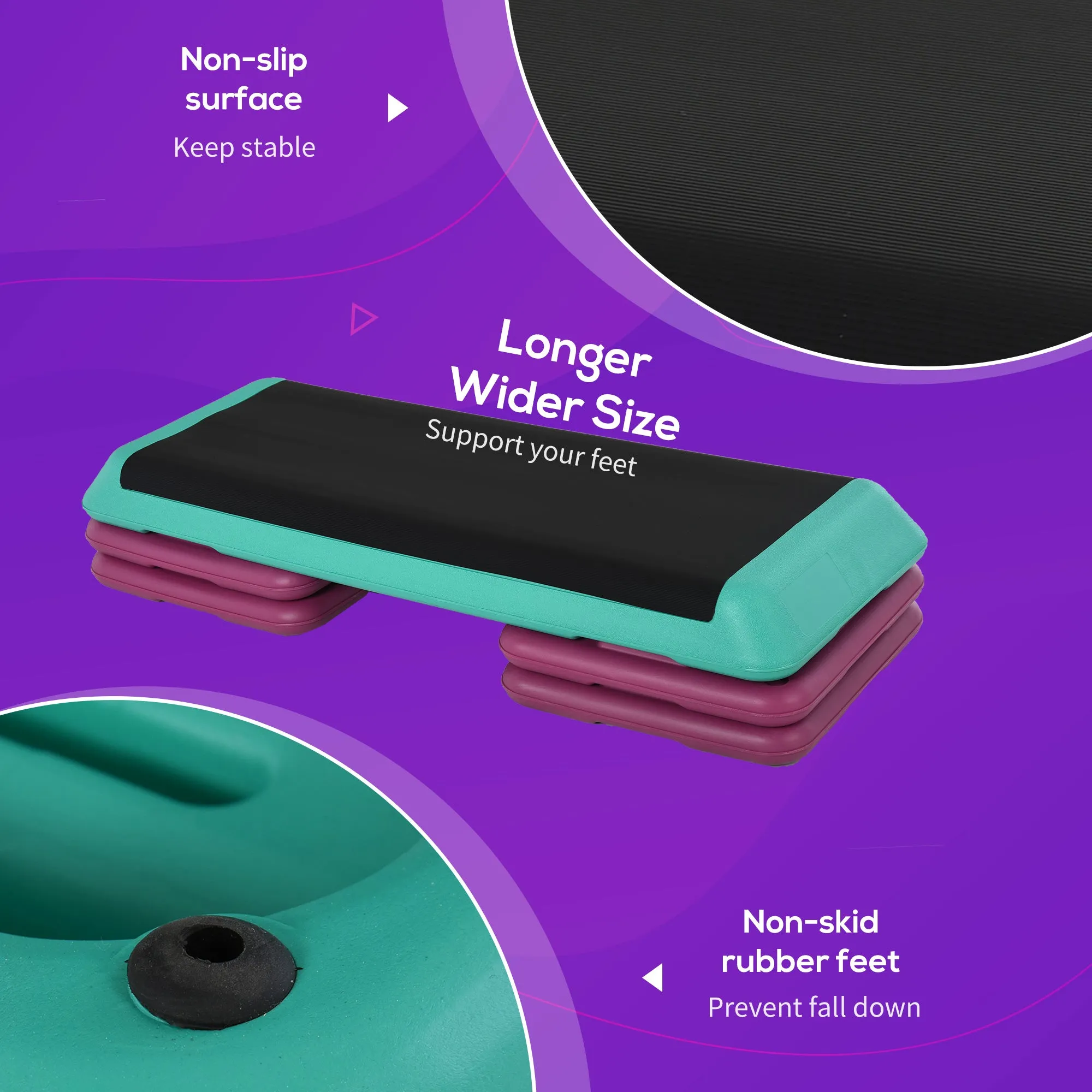 3-Level Aerobic Step 10/15/20cm Steppers for Exercise Workout w/ Non-Slip Top Compact Stepper Home Office Indoor Outdoor Fitness Equipment