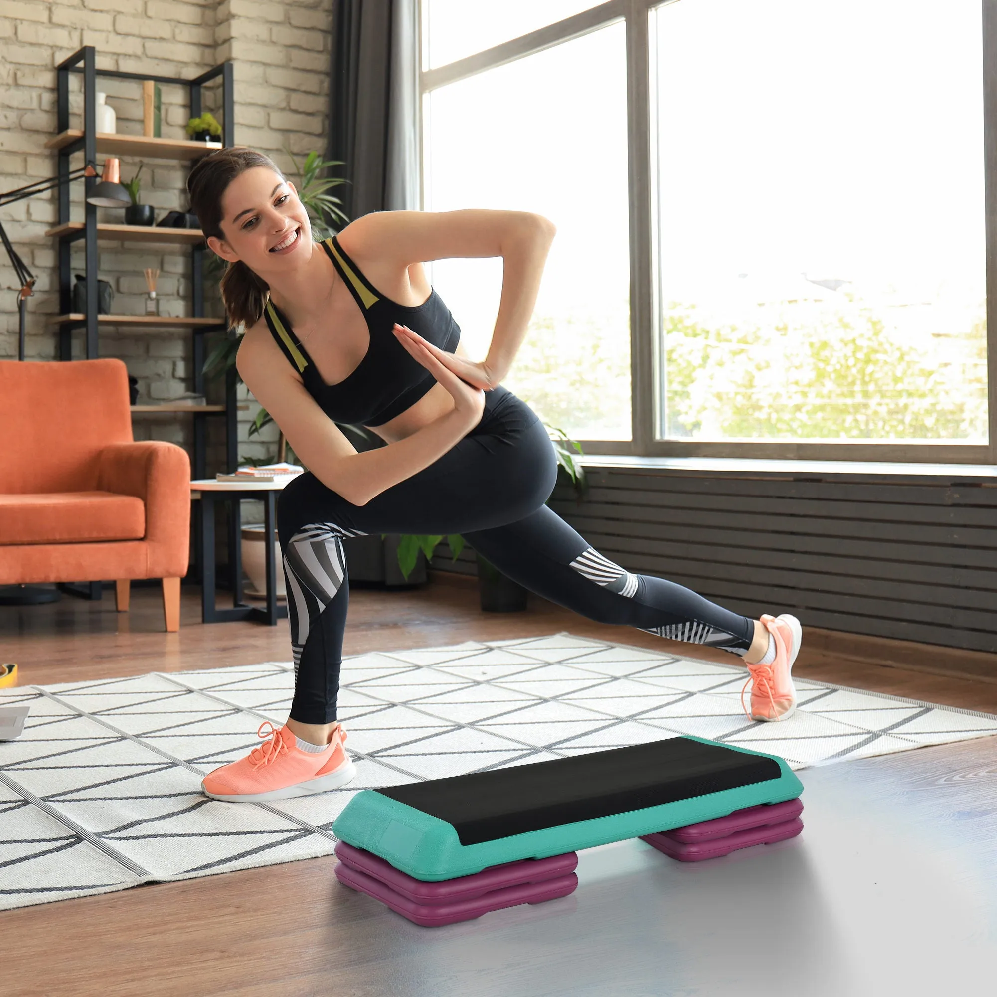 3-Level Aerobic Step 10/15/20cm Steppers for Exercise Workout w/ Non-Slip Top Compact Stepper Home Office Indoor Outdoor Fitness Equipment