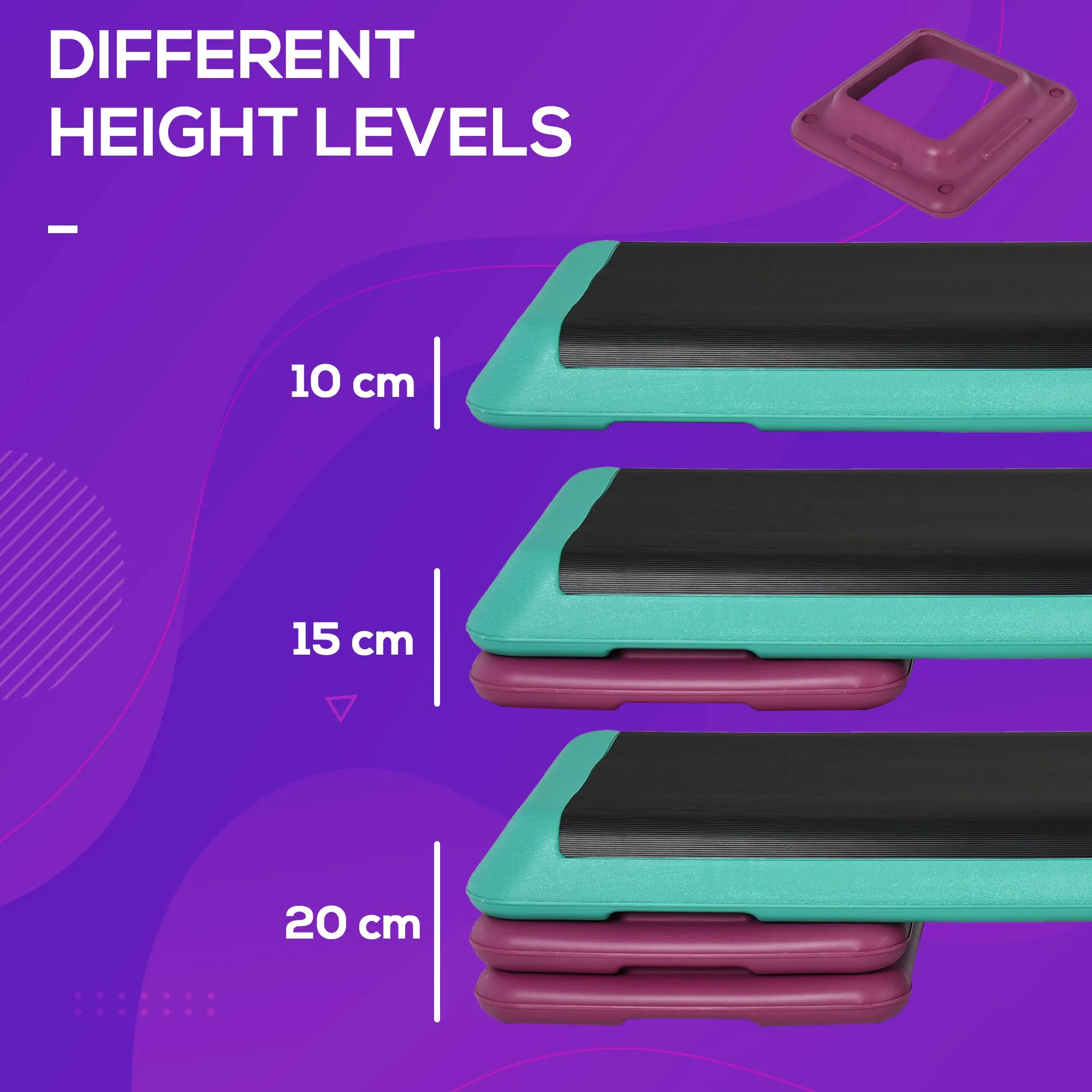 3-Level Aerobic Step 10/15/20cm Steppers for Exercise Workout w/ Non-Slip Top Compact Stepper Home Office Indoor Outdoor Fitness Equipment