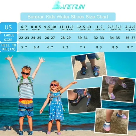 Barerun Kids Boys Girls Water Sport Shoes Barefoot Toddler Aqua Socks Quick-Dry Beach Swim Pool Shoes ToddlerGreenlotus,