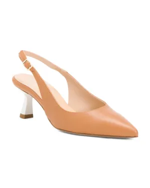 BEAUTIISOLES Made In Italy Leather Slingback Heels