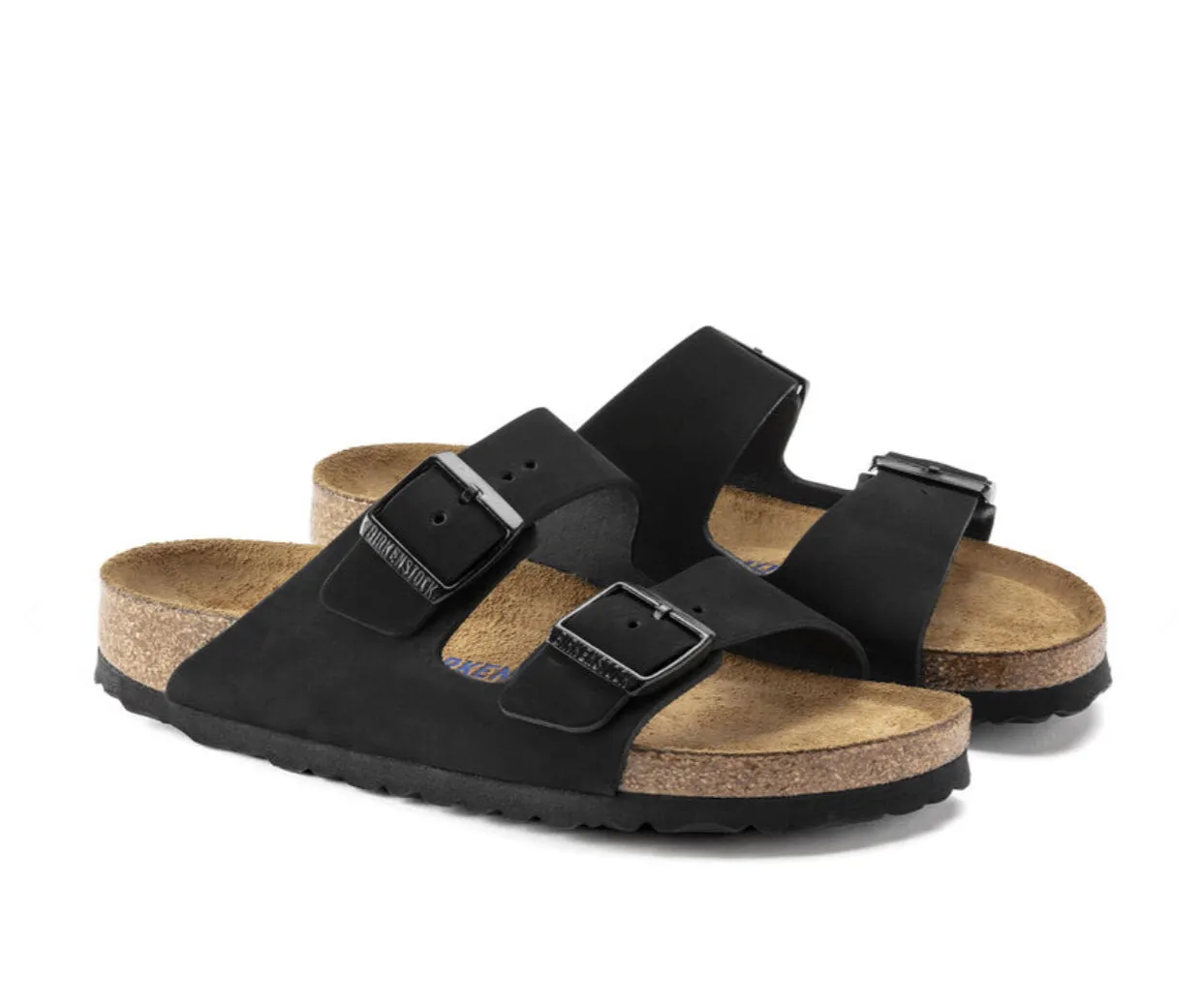 Birkenstock Arizona Black Nubuck Leather Soft Footbed Made In Germany