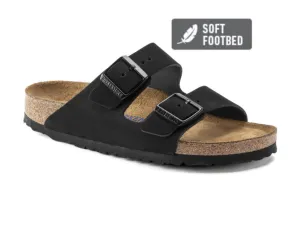 Birkenstock Arizona Black Nubuck Leather Soft Footbed Made In Germany