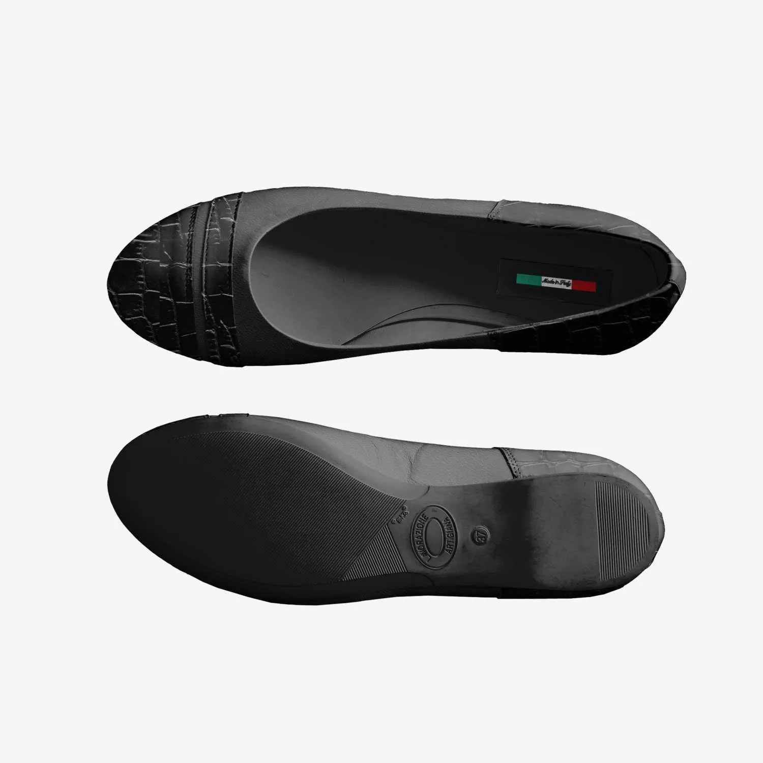 BLACK ALLIGATOR SIGNATURE BALLERINA FLAT