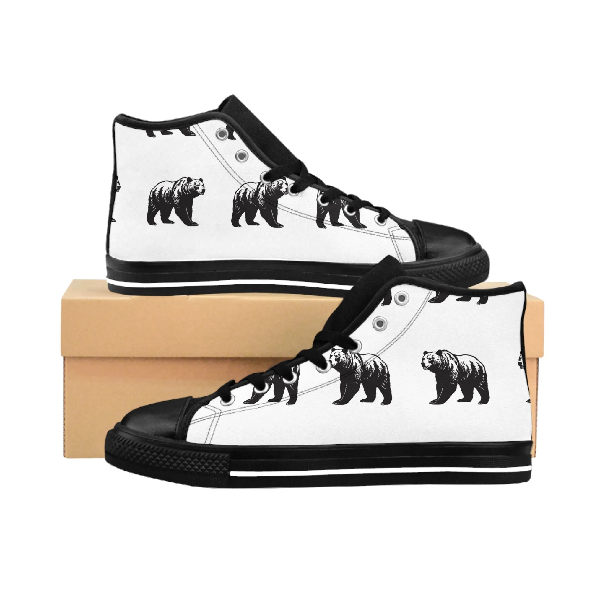 Black Grizzly Bear Men's Classic Sneakers