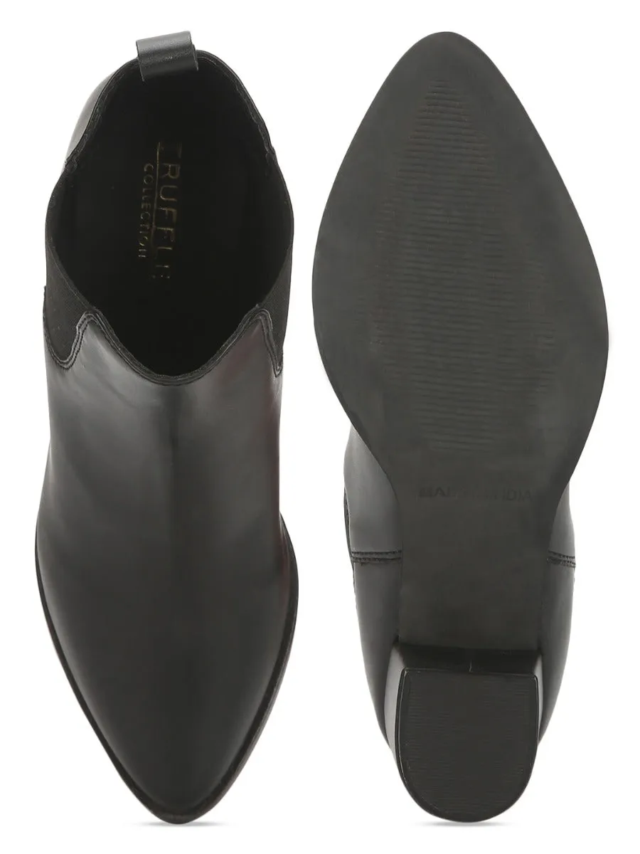 Black PU Slip On Ankle Boots