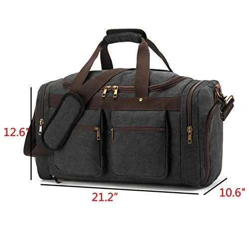 BLUBOON Canvas Duffel Bag Vintage Weekender Overnight Bag Travel Tote Luggage Sports Duffle