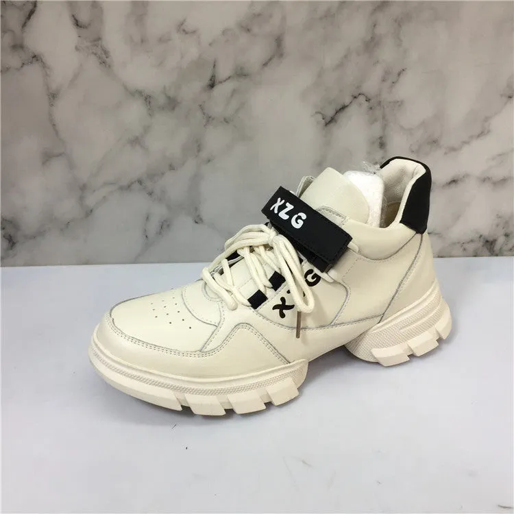 BOOPDO DESIGN HIGH TOP LEATHER TRAINERS