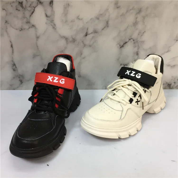 BOOPDO DESIGN HIGH TOP LEATHER TRAINERS