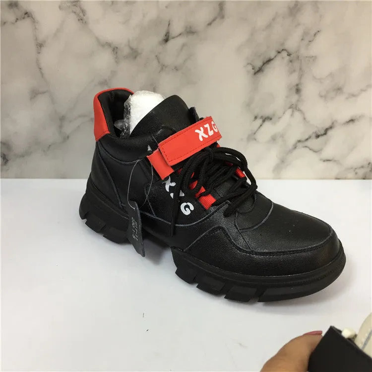 BOOPDO DESIGN HIGH TOP LEATHER TRAINERS
