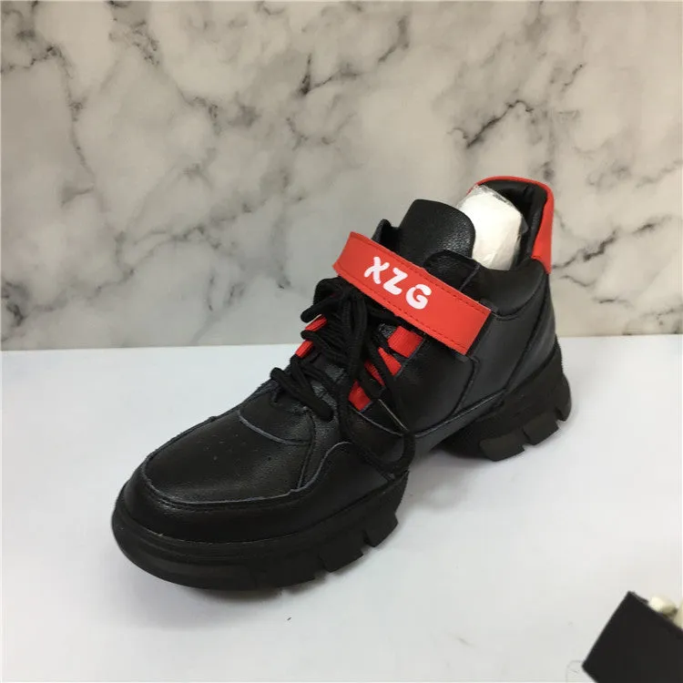 BOOPDO DESIGN HIGH TOP LEATHER TRAINERS