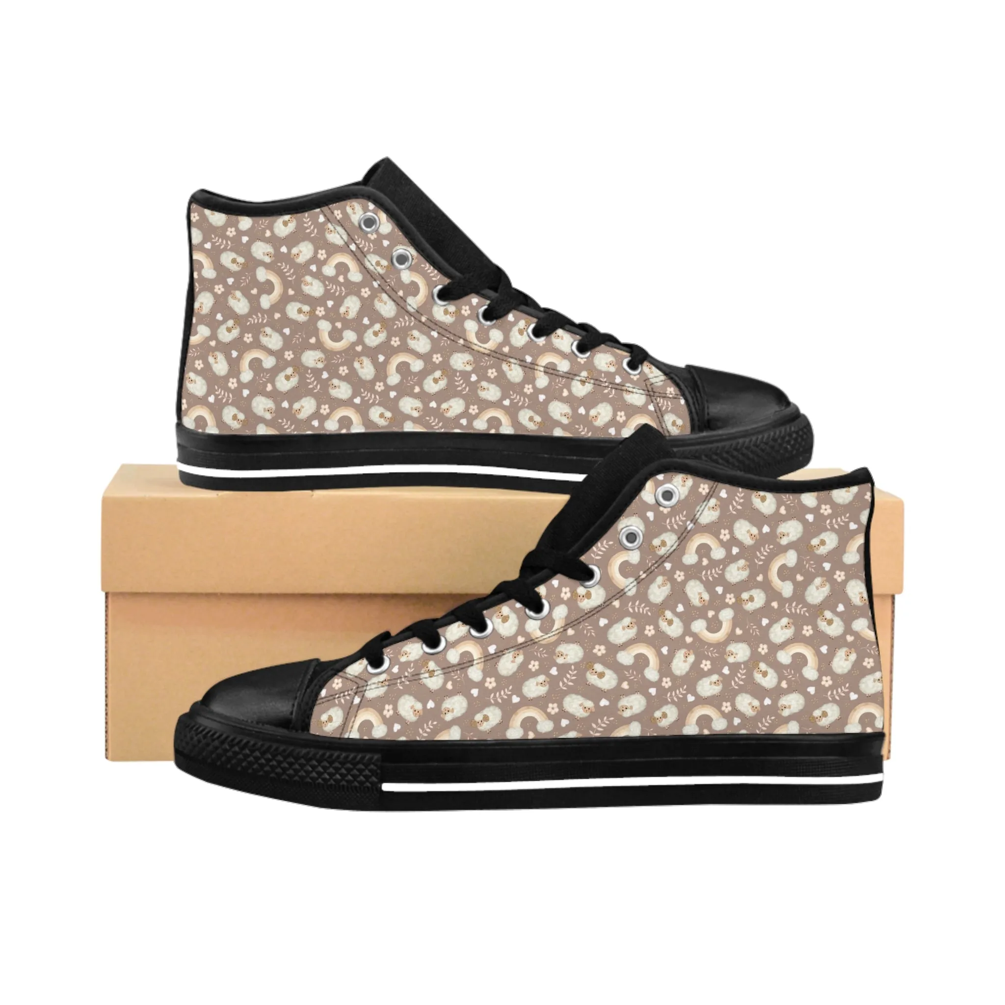 Brown Sheep and Rainbows Women's Classic Sneakers
