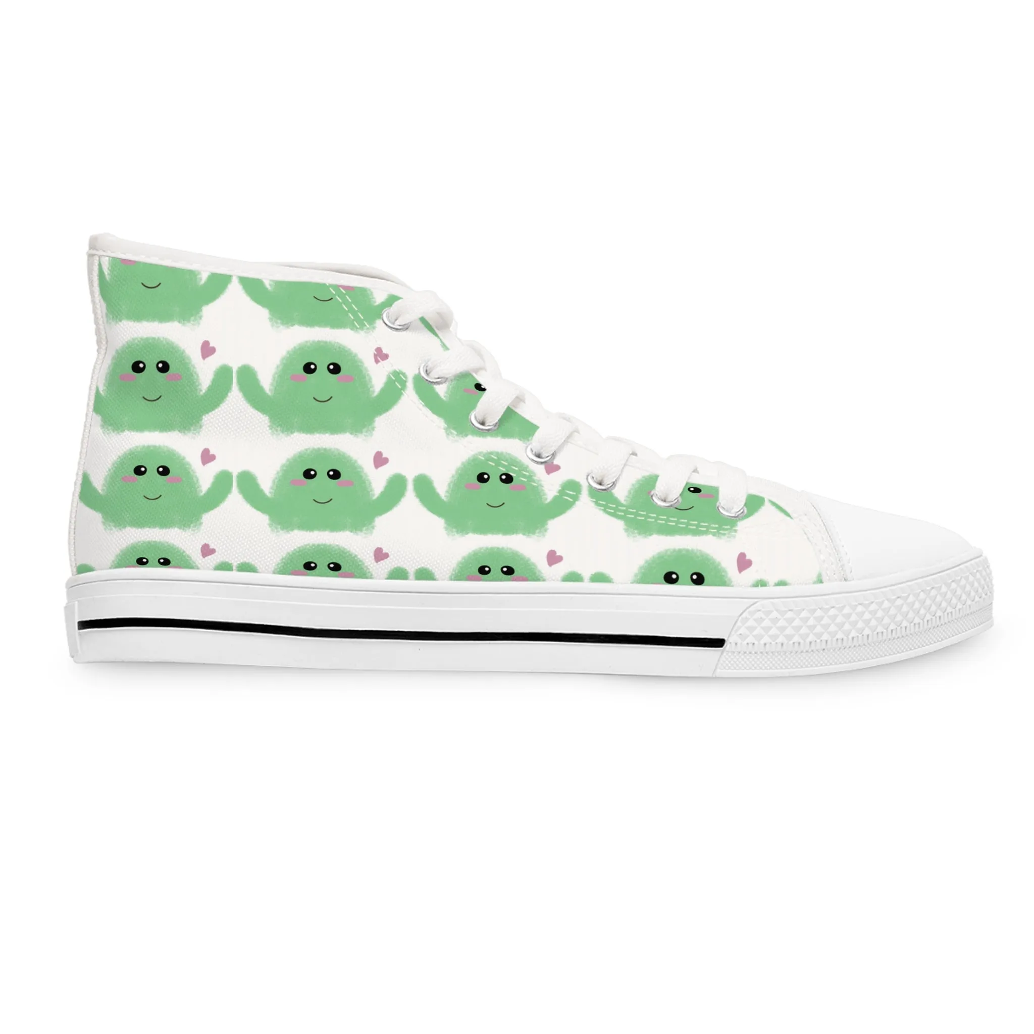 Cactus and Heart Cute Women's High Top Sneakers