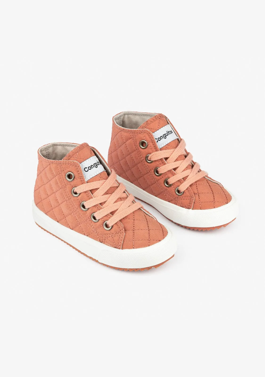 Child's Pink Quilted Hi-Top Sneakers