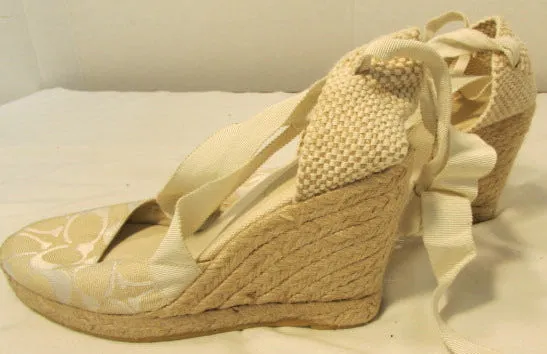 Coach Marnie Bone Signature Woven Platform Heels