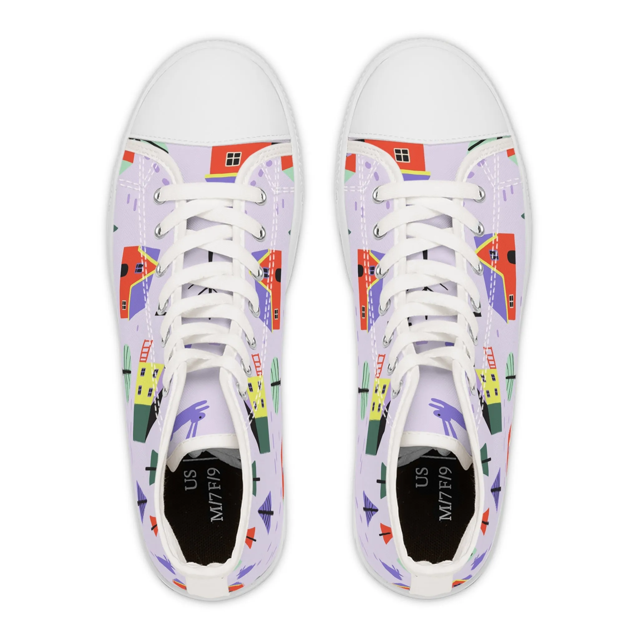 Colorful Houses vWomen's High Top Sneakers
