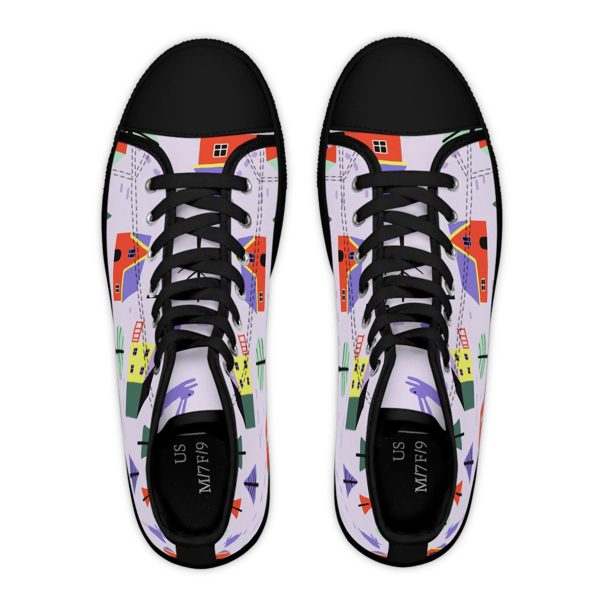 Colorful Houses vWomen's High Top Sneakers