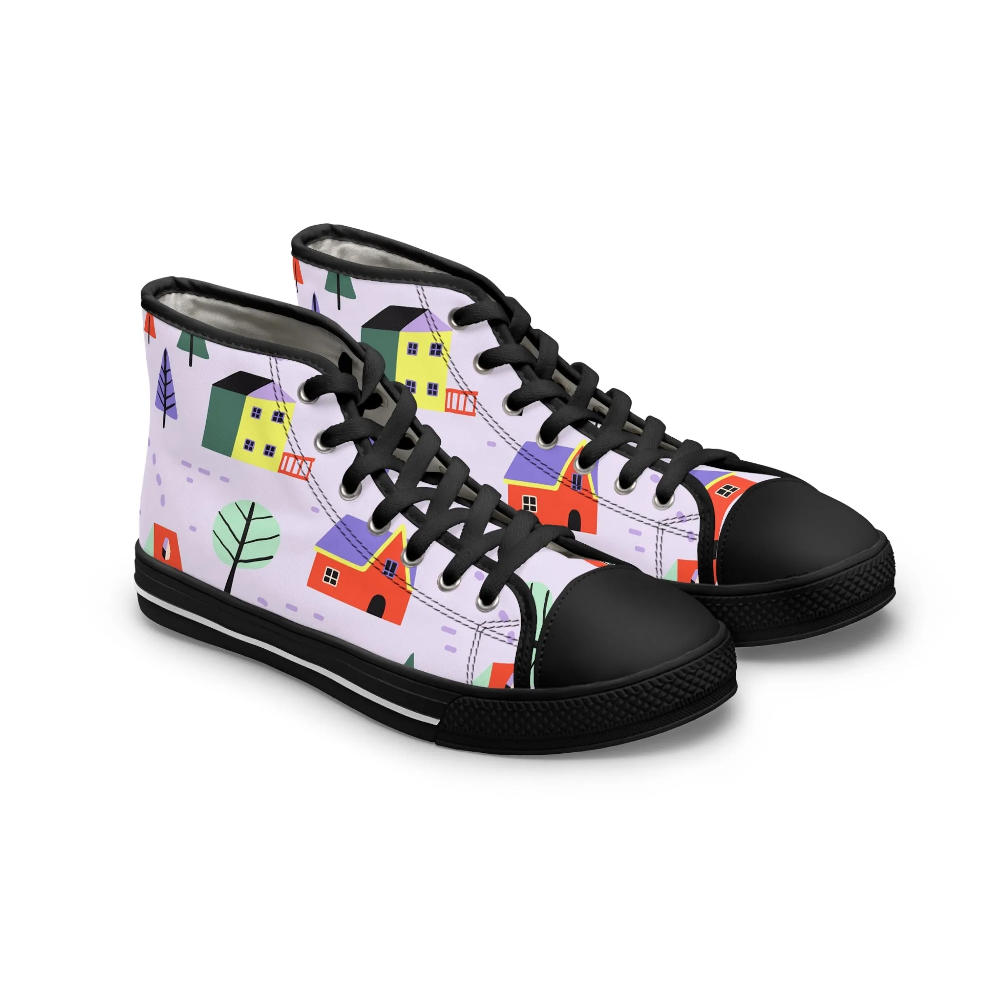 Colorful Houses vWomen's High Top Sneakers