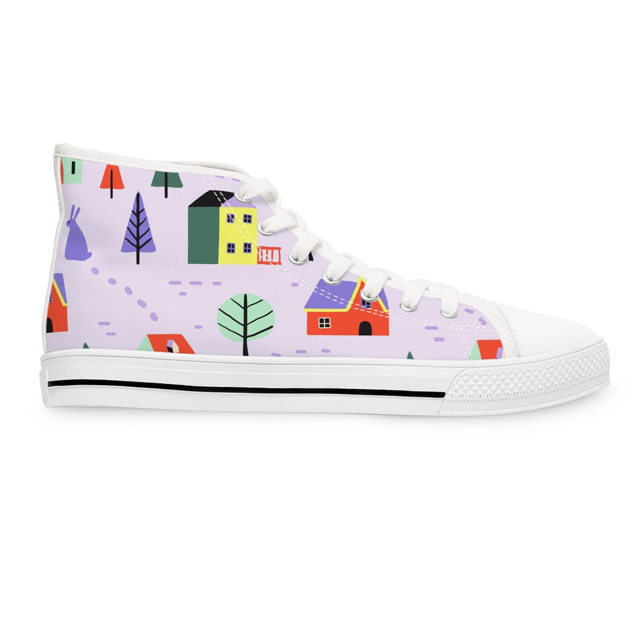 Colorful Houses vWomen's High Top Sneakers