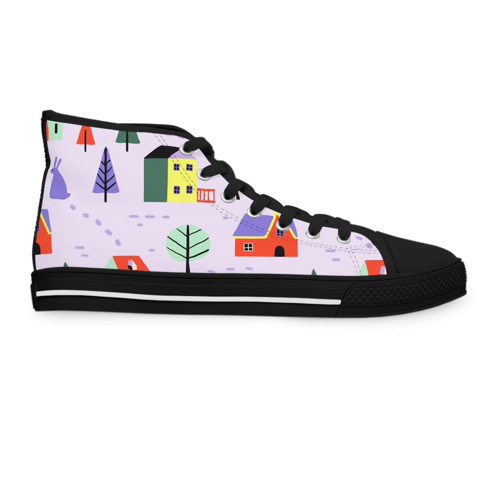 Colorful Houses vWomen's High Top Sneakers