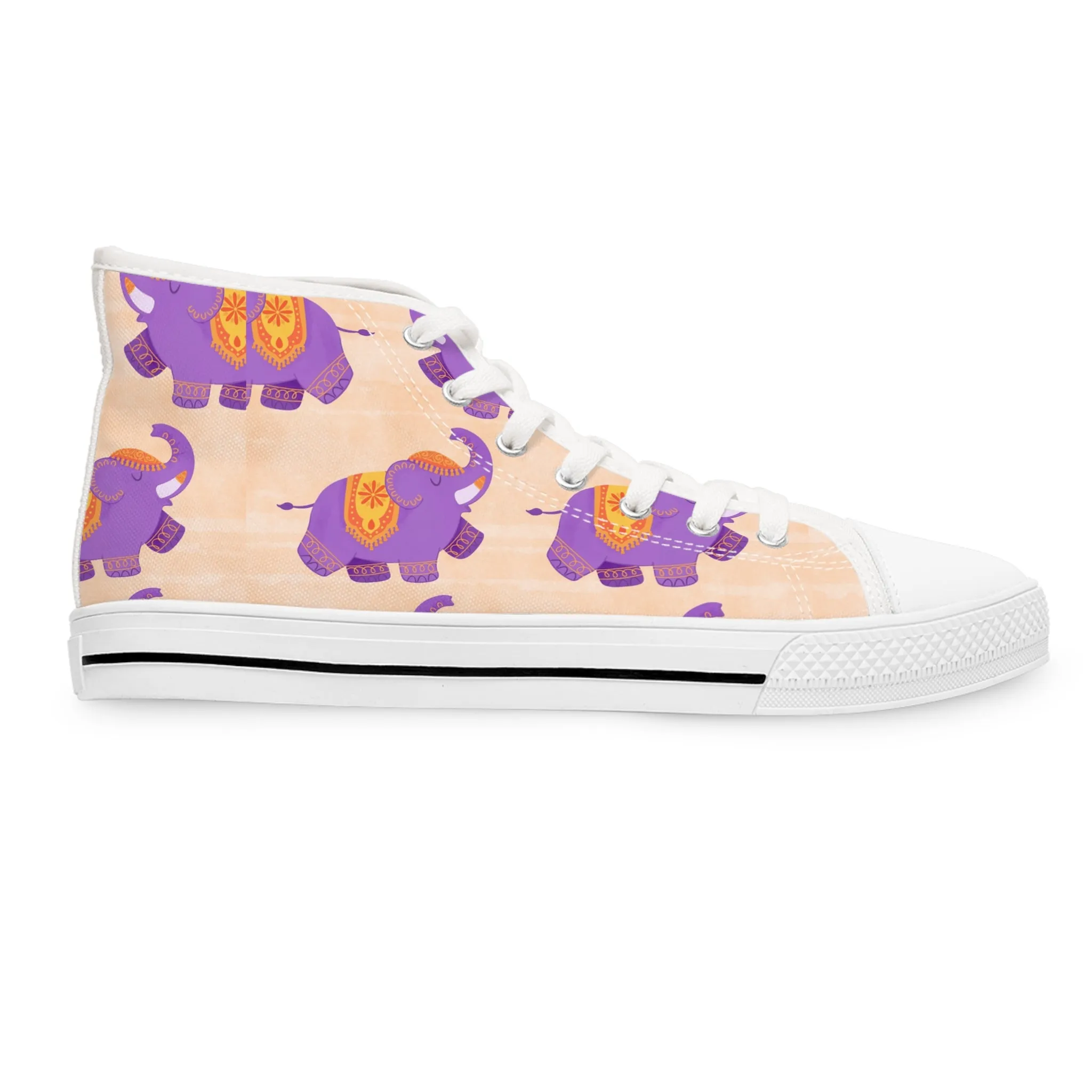 Colorful Purple Elephant Women's High Top Sneakers