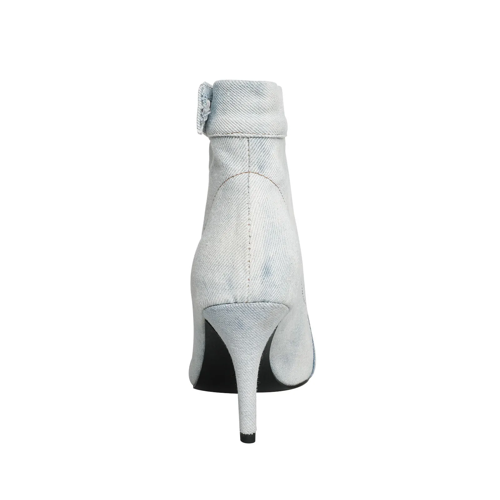 Cowboy Denim Peep Toe Stiletto Boots