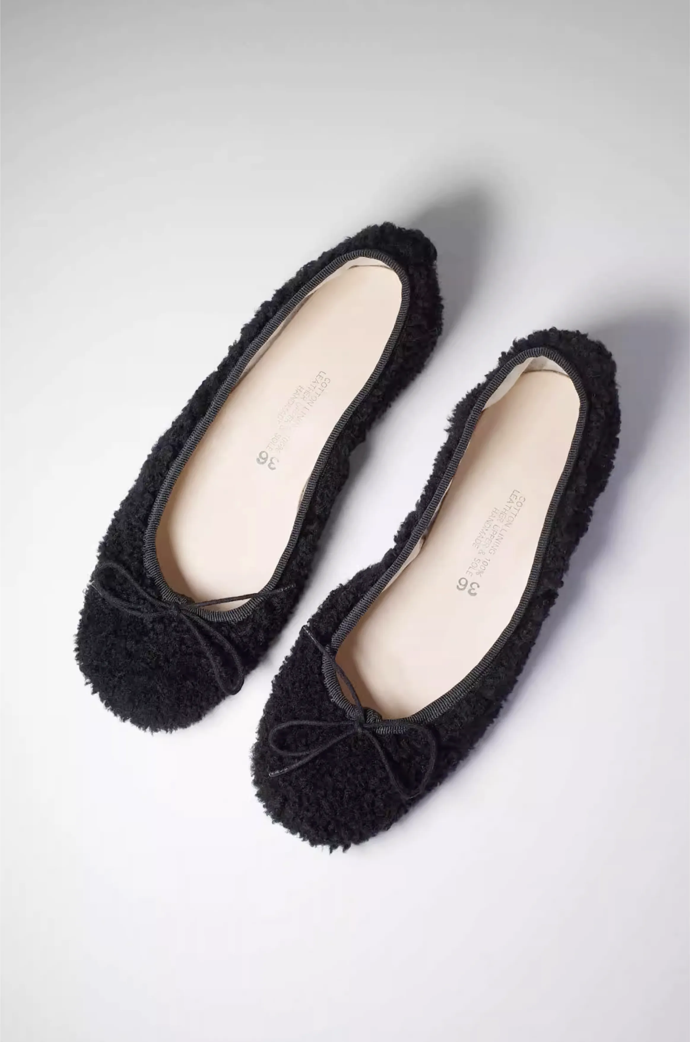 Craftsman Made Natural Goat Fur Ballet Shoes(Black)