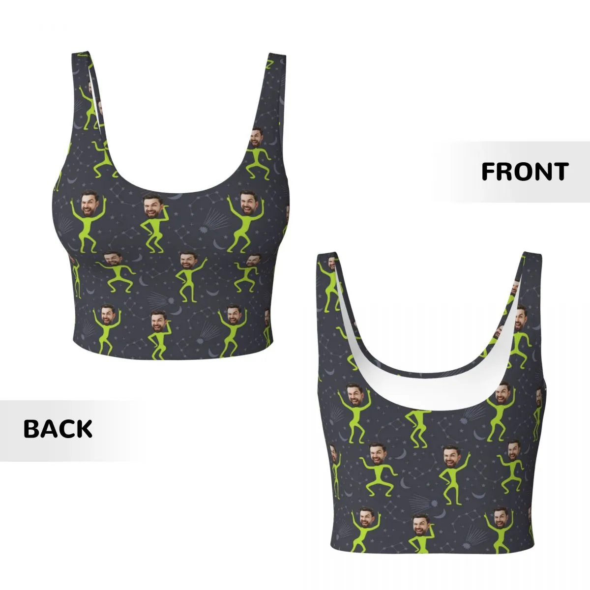 Custom Face Dancing Figure Sports Bra Personalized Women's All Over Print Yoga Sports Bra