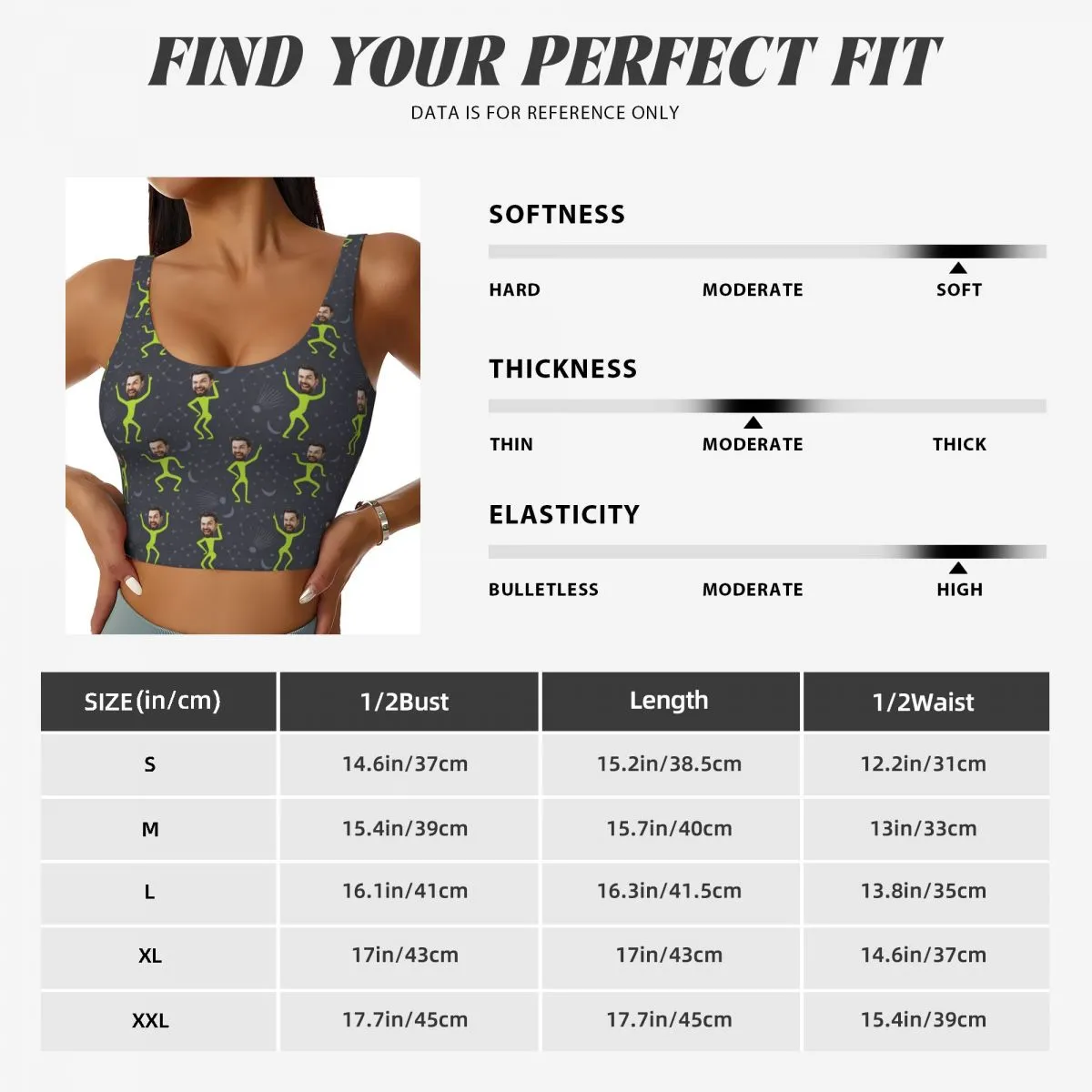 Custom Face Dancing Figure Sports Bra Personalized Women's All Over Print Yoga Sports Bra