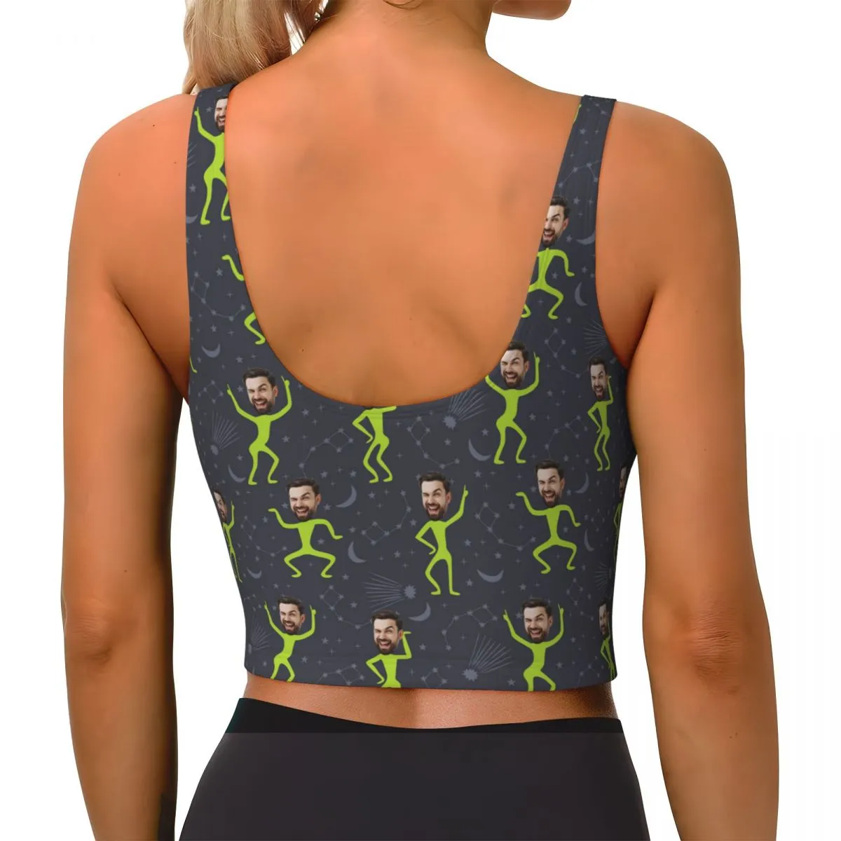 Custom Face Dancing Figure Sports Bra Personalized Women's All Over Print Yoga Sports Bra
