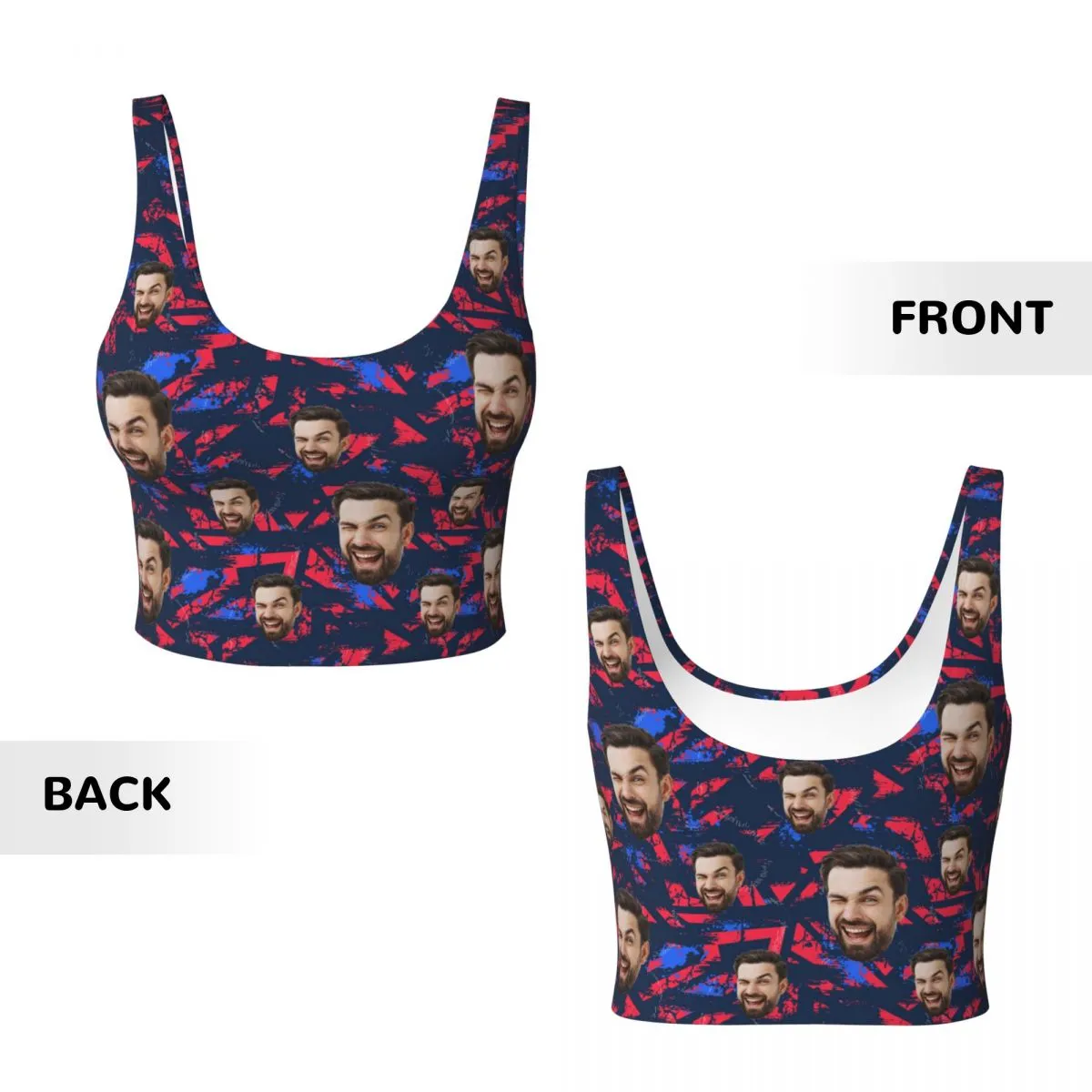 Custom Face Fragments Sports Bra Personalized Women's All Over Print Yoga Sports Bra