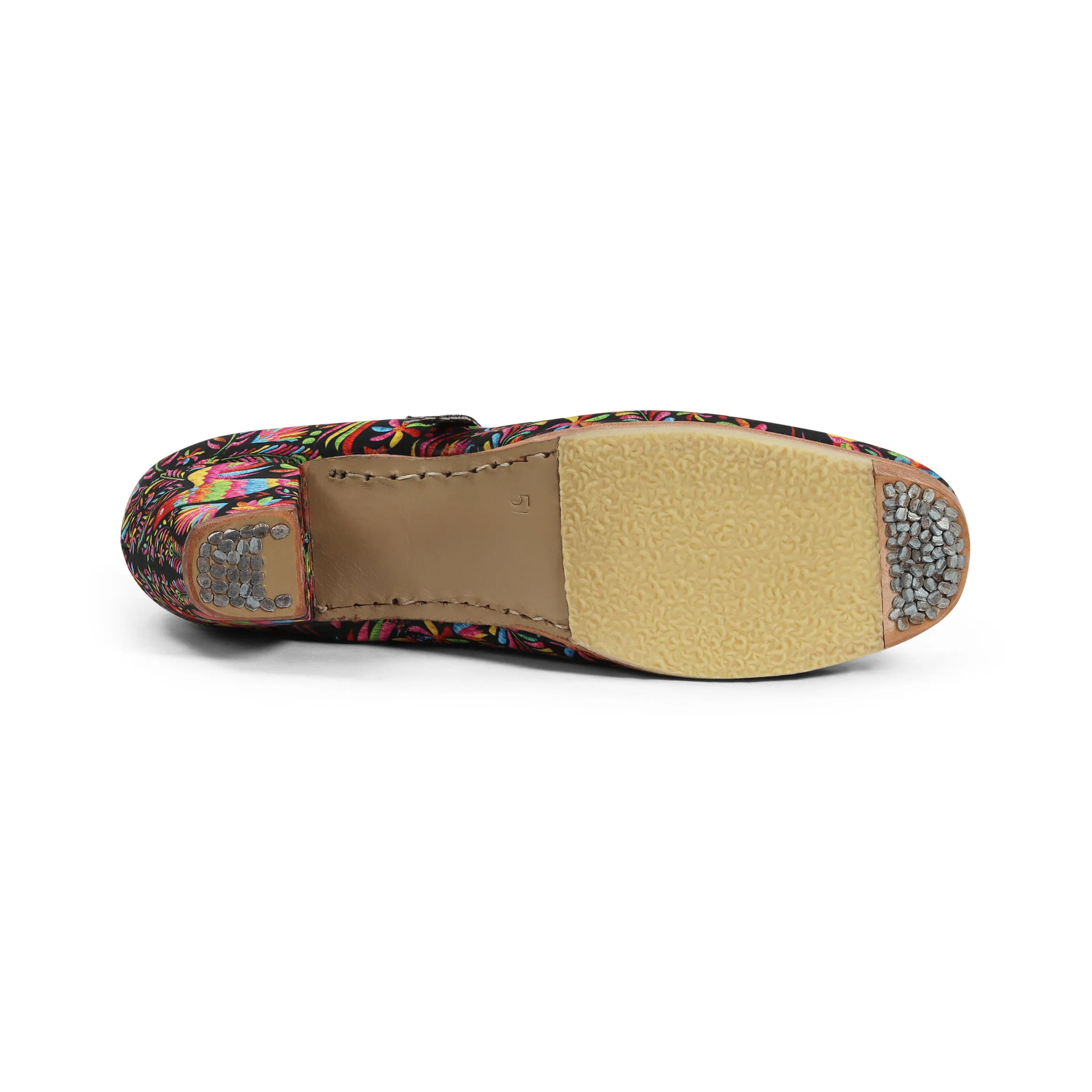 Danzarteb Women's Folklorico Shoes with Nails, Tenango Fabric, 7cm Heel