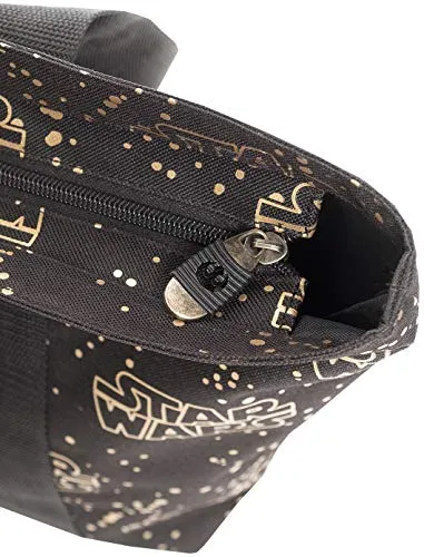 Disney Tote Travel Bag Star Wars Logo Black Gold Print
