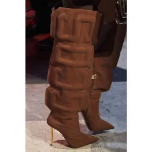 Fashion Letter Pointed Toe High Heel Knee High Boots