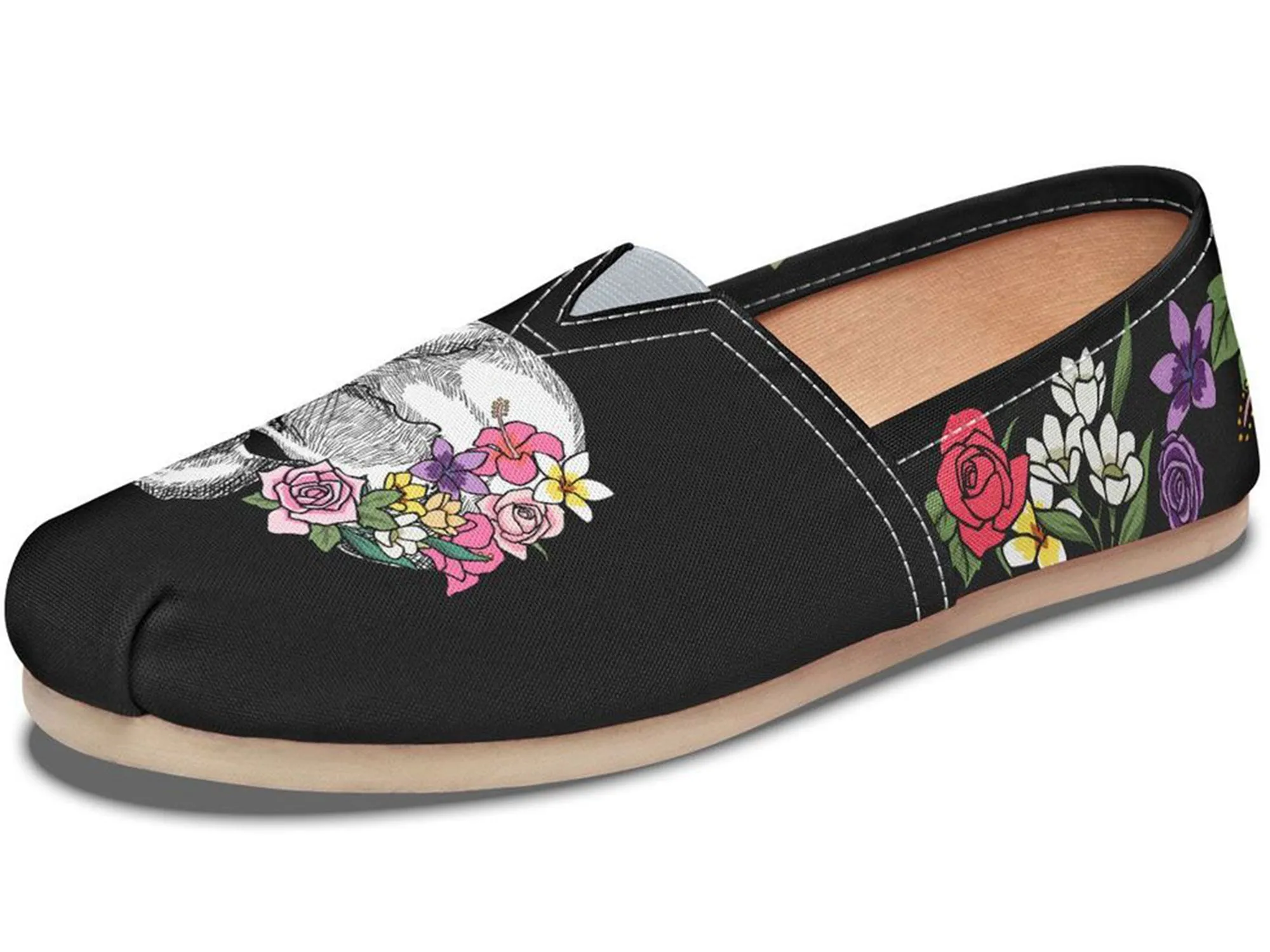 Floral Anatomy Skull Casual Shoes