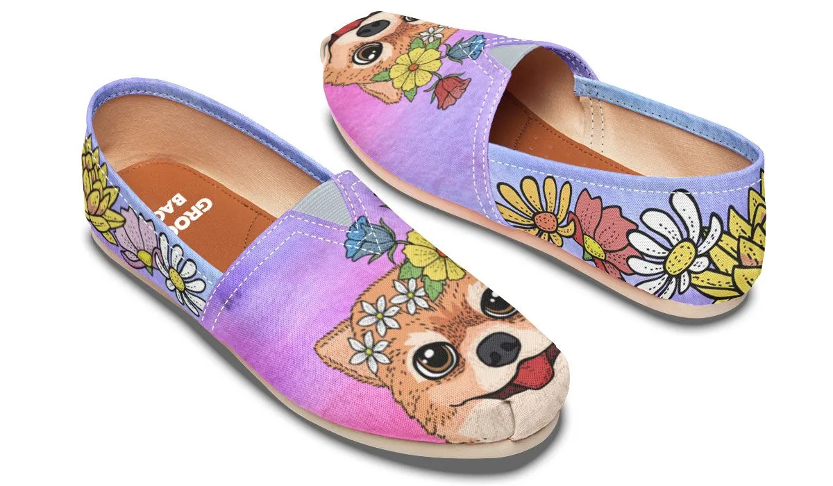 Fun Floral Pomeranian Casual Shoes