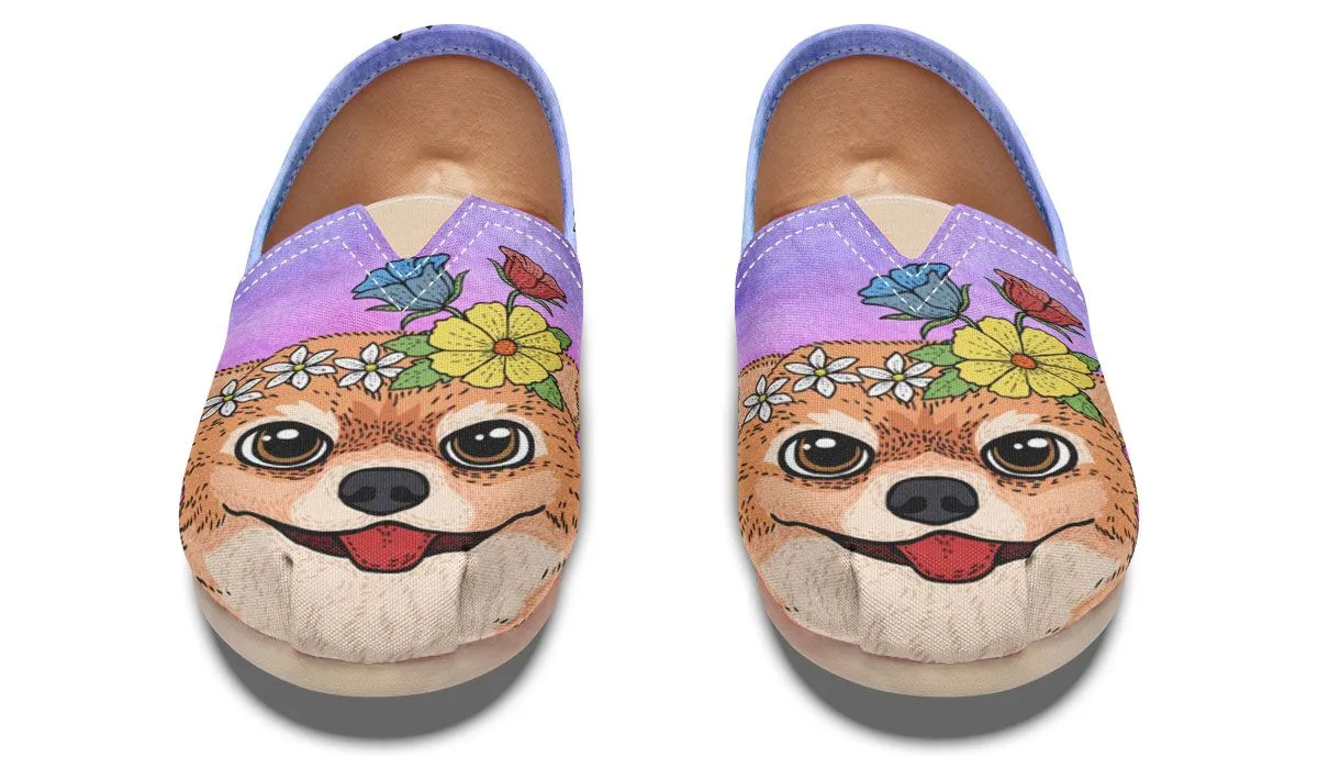 Fun Floral Pomeranian Casual Shoes