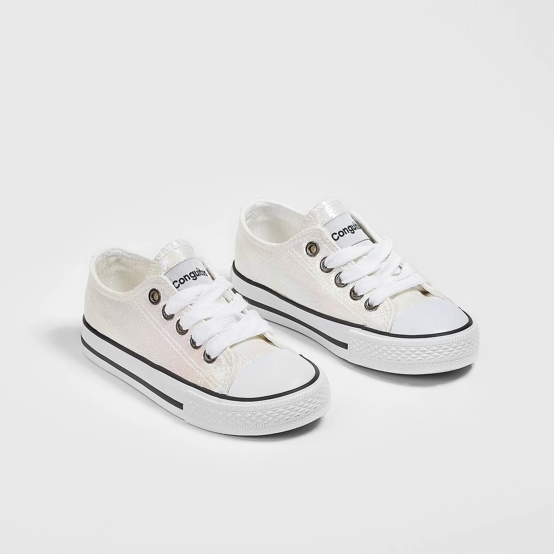 Girl's White Iridescent Sneakers