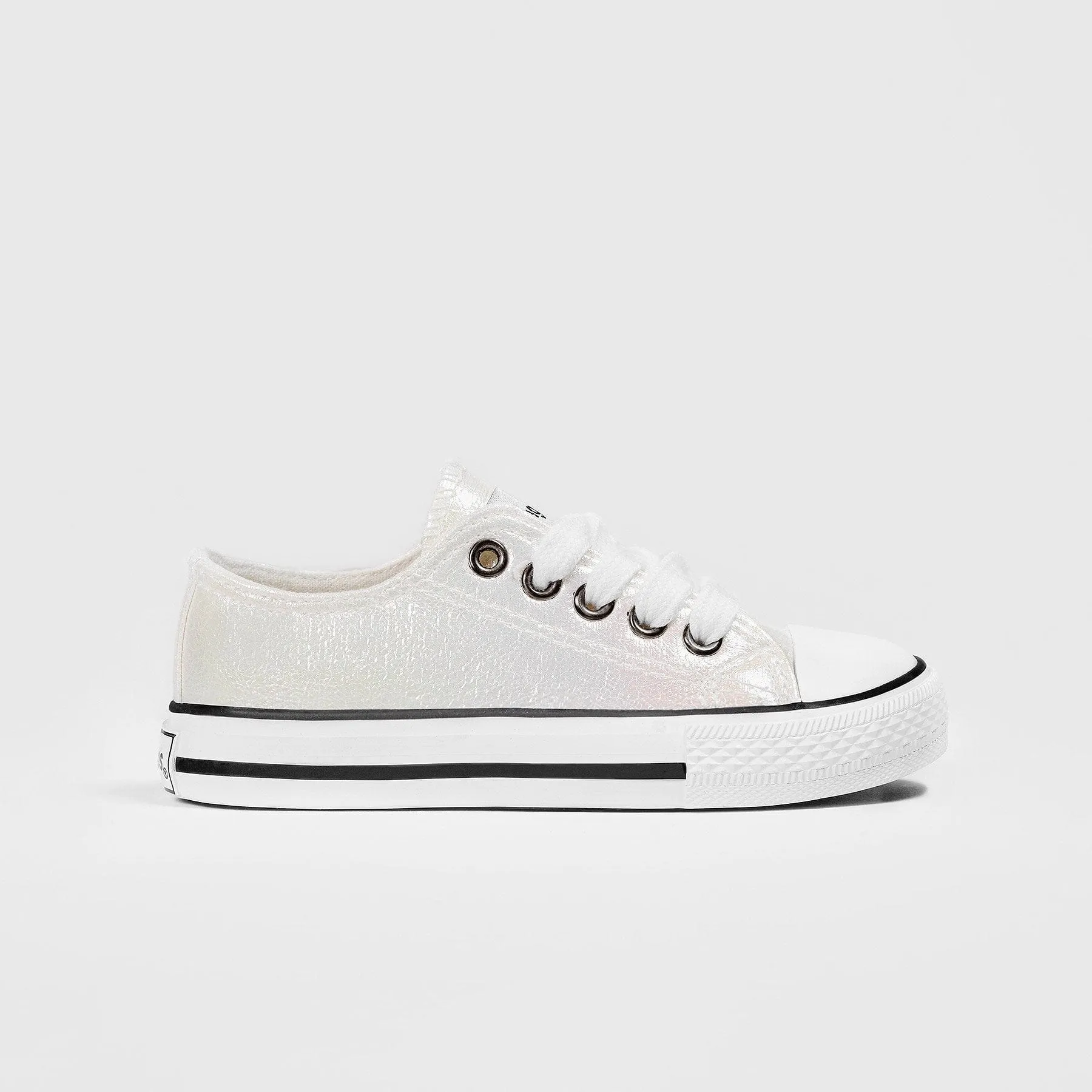 Girl's White Iridescent Sneakers