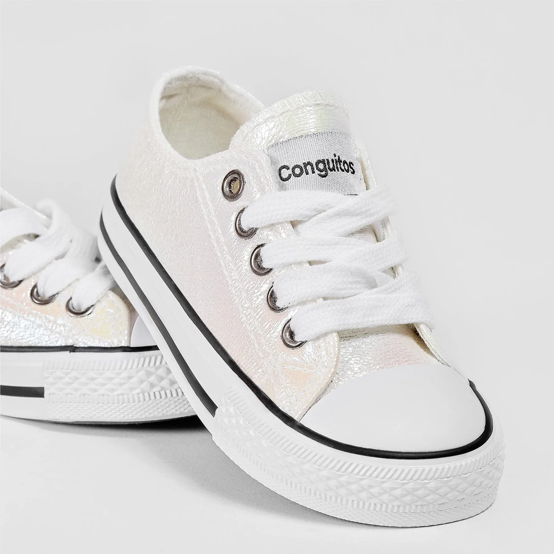 Girl's White Iridescent Sneakers