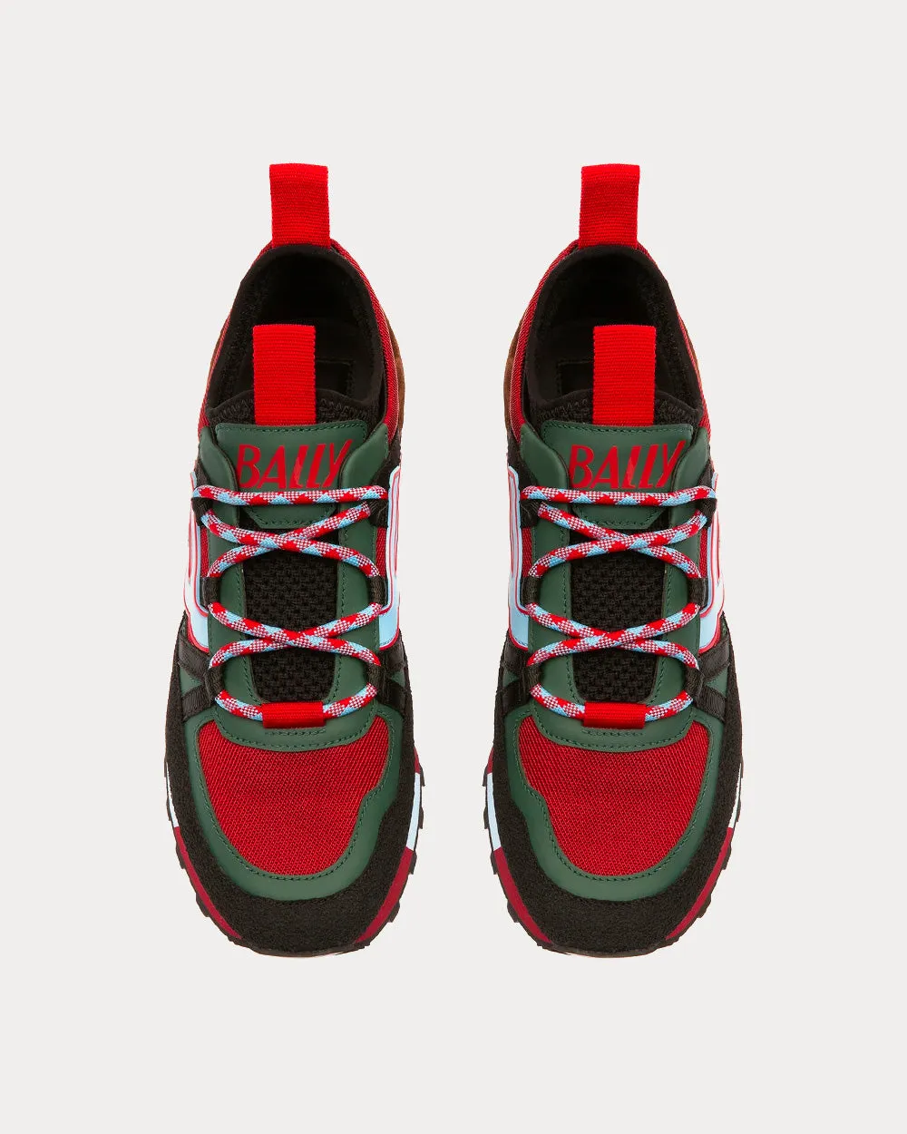 Glick Leather & Fabric Black / Green / Red Low Top Sneakers