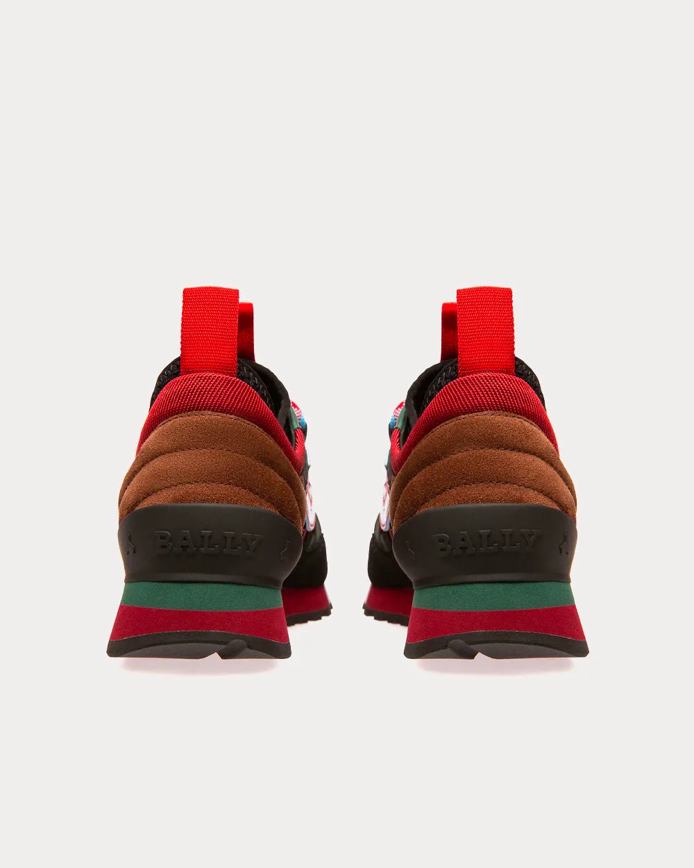Glick Leather & Fabric Black / Green / Red Low Top Sneakers