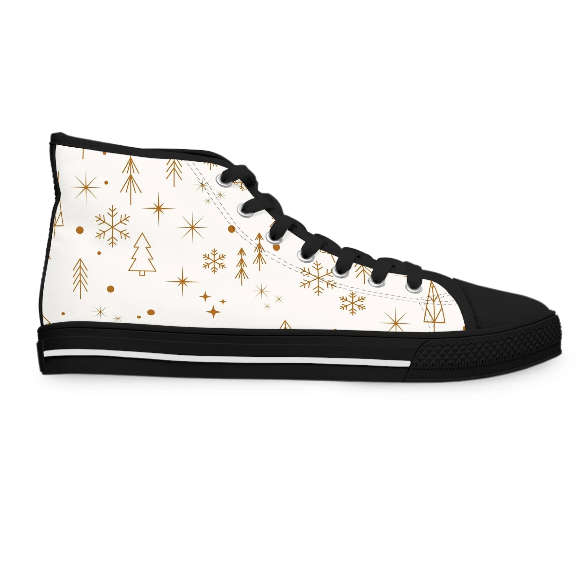 Golden Christmas Trees Women's High Top Sneakers