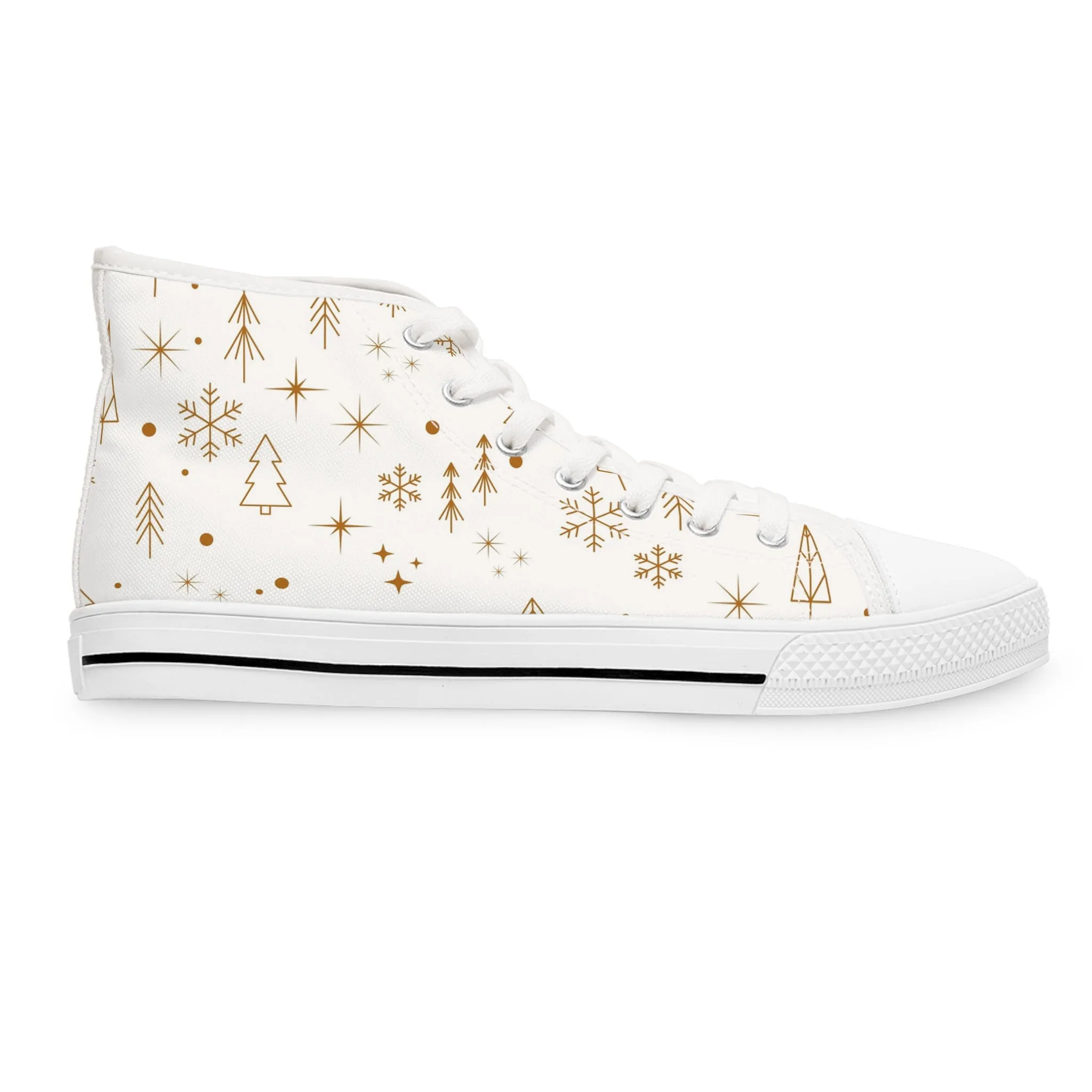 Golden Christmas Trees Women's High Top Sneakers
