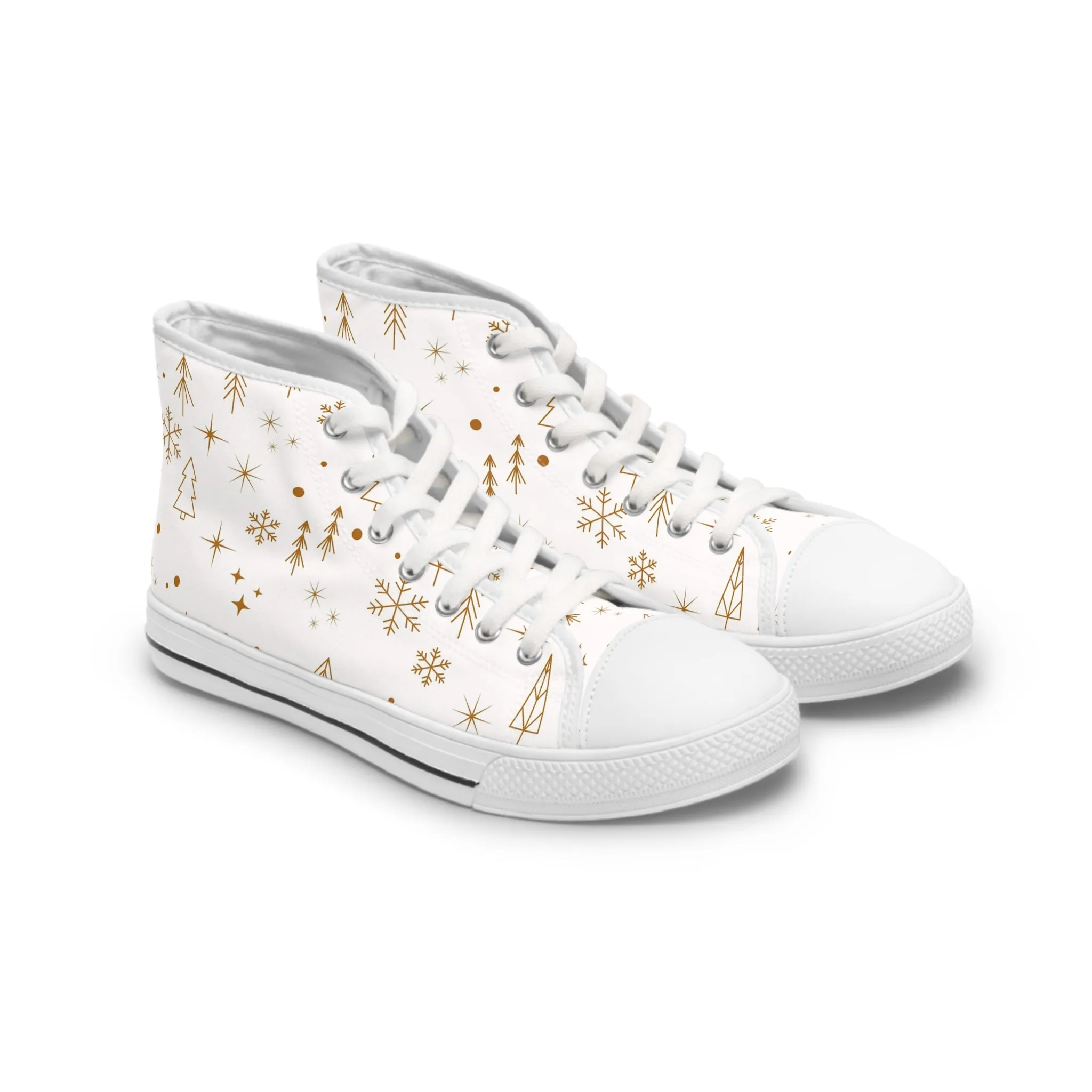 Golden Christmas Trees Women's High Top Sneakers