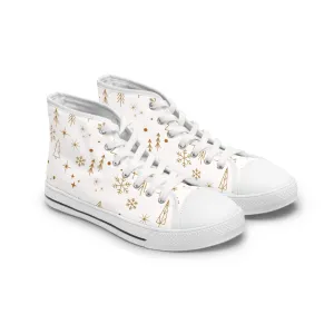 Golden Christmas Trees Women's High Top Sneakers