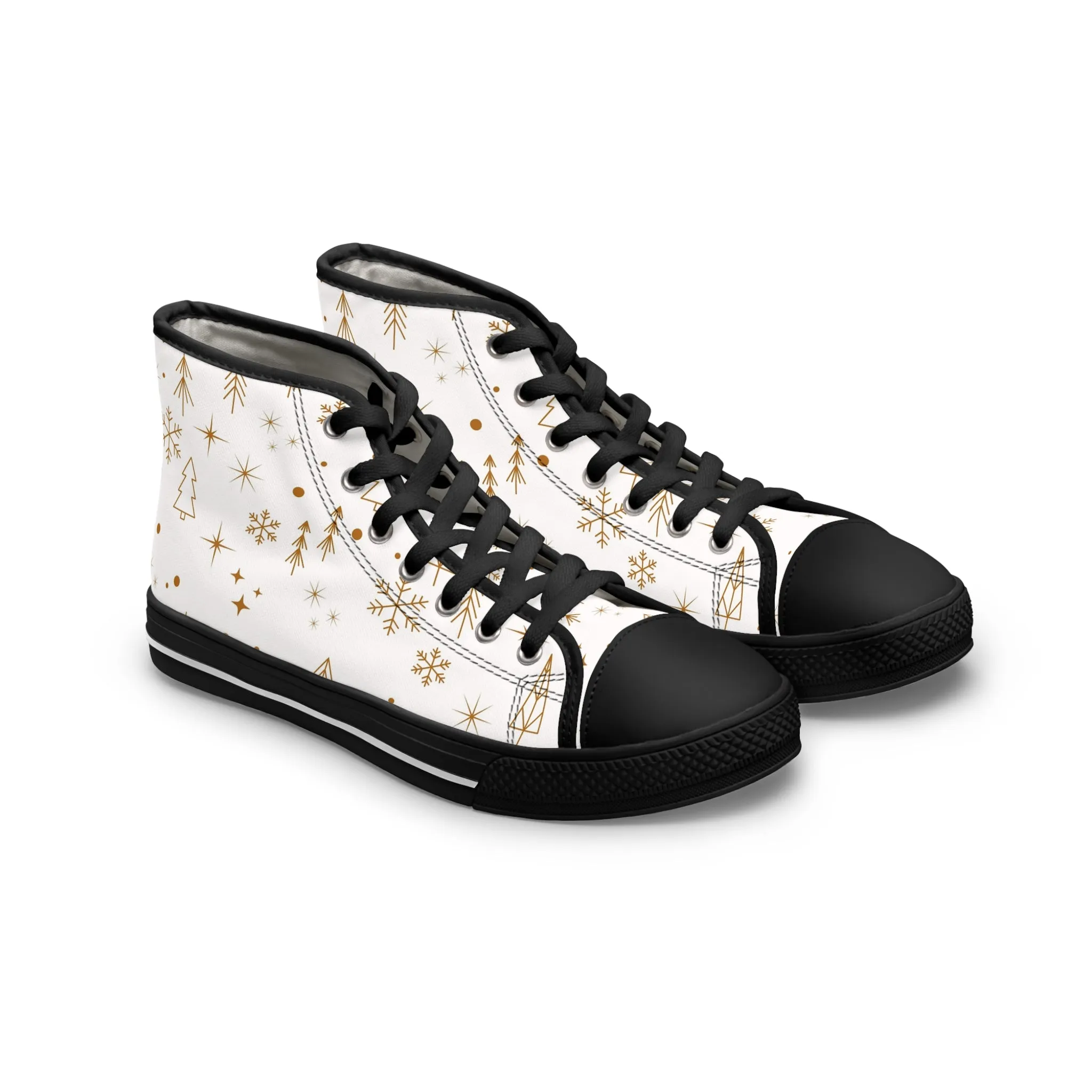 Golden Christmas Trees Women's High Top Sneakers