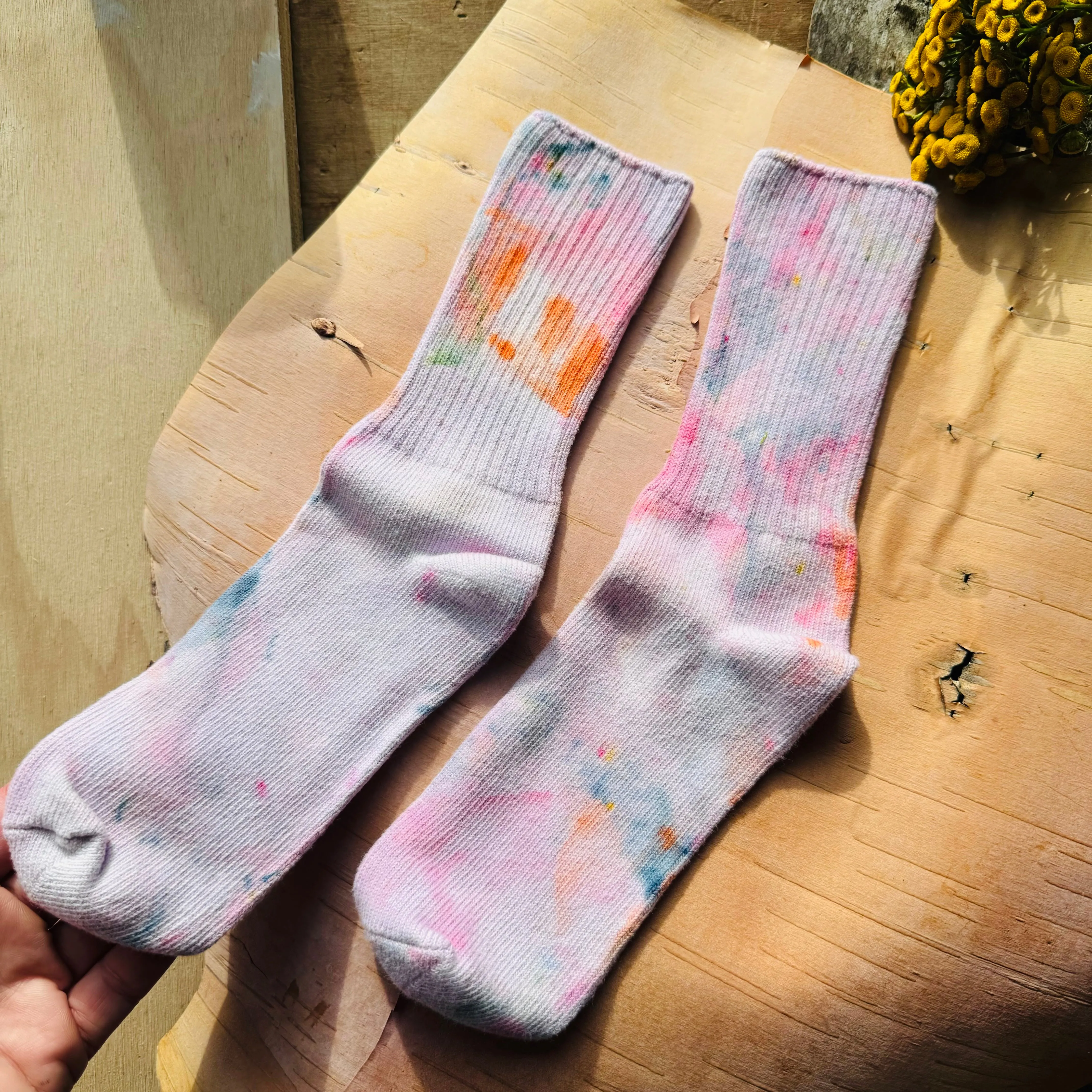Hand Dyed Cotton Socks- Random Dyed by Scarfshop 33-37