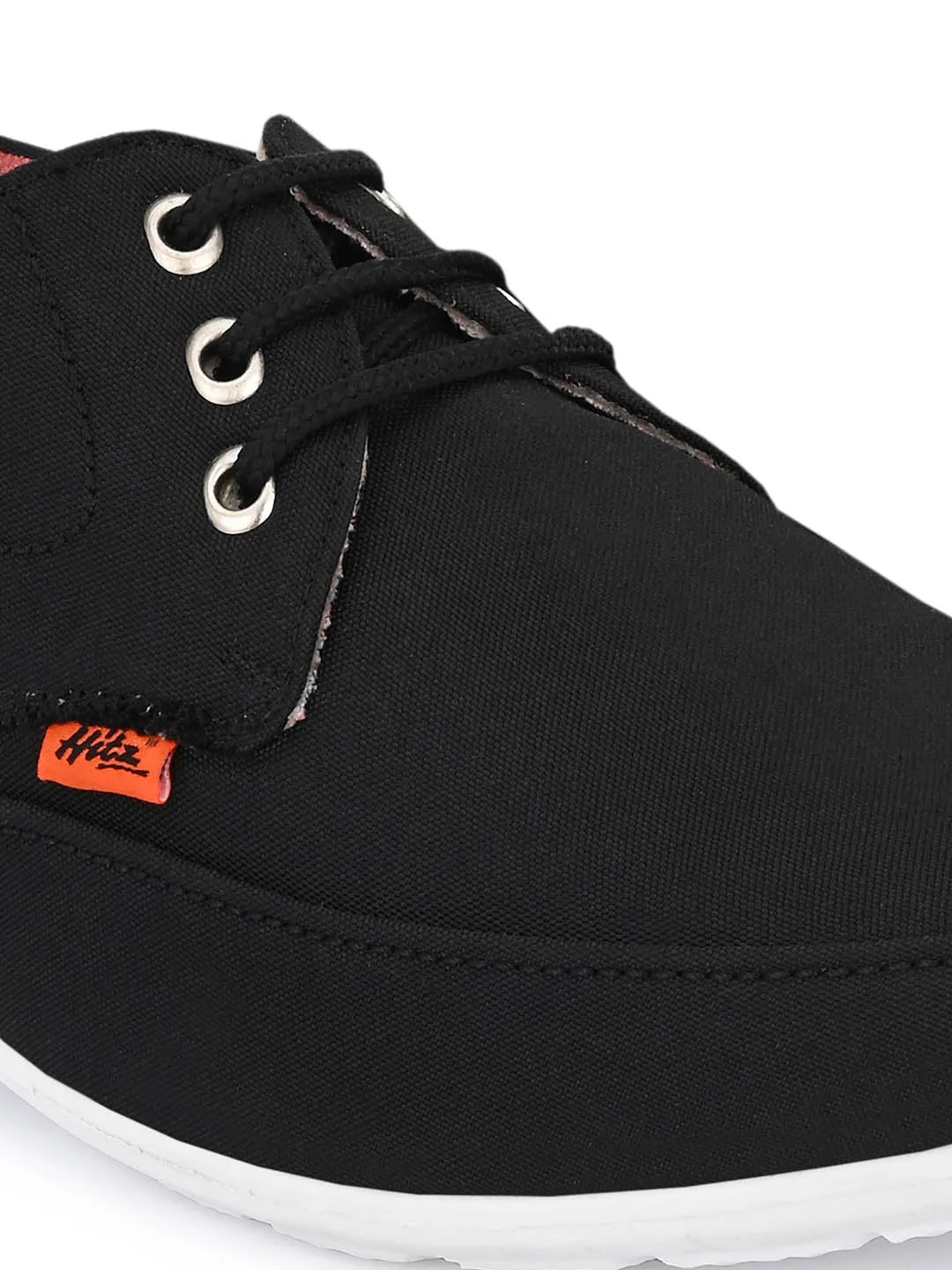 Hitz Men's Black Fabrick Made Lace-up Comfort Casual Shoes